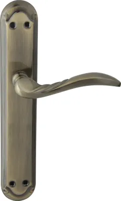 Produktbild von DOMINO Türgriff Blind Drückergarnitur | Langschildgarnitur | Türklinke für Zimmertür, Bürotür, Kellertür & Innentür | L-Form | Türbeschläge aus Aluminium | Bronze Türdrückergarnitur | PETRA M3