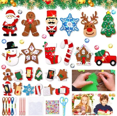 Produktbild von Nähset Kinder Weihnachten, Filz Nähen Bastelset, Weihnachtsmuster, Handarbeit DIY | Für Kinder Basteln, Weihnachtsdekoration