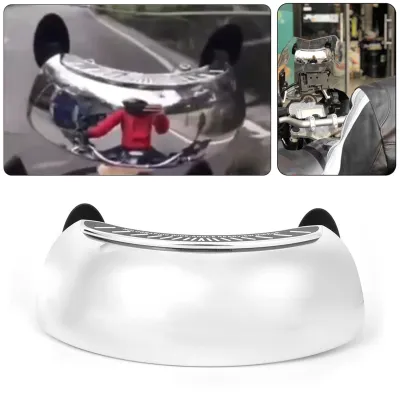 Obrázek produktu pro Zpětné zrcátko na motocykl Chromované 180 Ultra širokoúhlé centrální držák na čelní sklo Univerzální