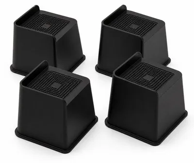 Productafbeelding van JustValue L-vormige Meubelverhogers 10,2 cm - 4 Stuks - Voor Bed, Bank en Tafel - Zwart