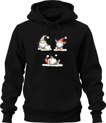 Produktbild von Weihnachtswichtel Skandinavisch Schneeball niedlich Geschenk Uni Hoodie Kapuzenpullover, Schwarz, 3XL