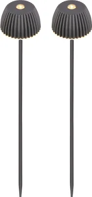 Produktbild von Briloner 2er-Set Gartenleuchte mit Erdspieß Kabellos 78,5cm 1,5W 130lm 2700K Warmweiß IP44 Spritzwasserschutz Anthrazit - Spießleuchte Garten Balkon Terrasse