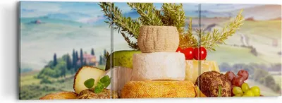 Produktbild von Bild auf Leinwand - Leinwandbild - Toskana Käse Obst Italien - 120x40cm - Wand Bild - Wanddeko - Leinwanddruck - Bilder - Kunstdruck - Wanddekoration - Leinwand bilder - Wandkunst - CA120x40-2902
