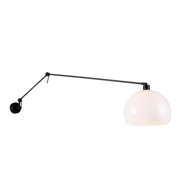 Zdjęcie produktu dla QAZQA – nowoczesna lampa ścienna czarna z białym kloszem, regulowana 30 cm – salon I sypialnia – stalowa podłużna – przystosowana do żarówek LED E27
