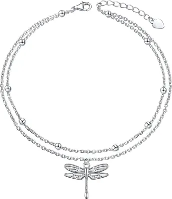 Productafbeelding van Ankervoetje met libelle- en vlinderdesign, zilver (S925), verstelbaar, voor dames