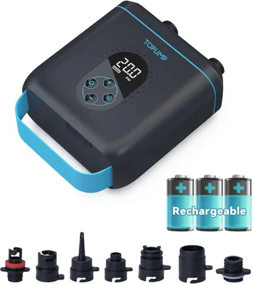 Obrázek produktu pro Elektrická pumpa TPS260 pro paddleboardy, s tlakem 20 PSI, nabíjecí, s automatickým vypnutím, s dvoustupňovým nafukováním/vypouštěním, napájení 12 V DC a USB-C, vhodná pro paddleboardy, kajaky, plachetnice, drony a další