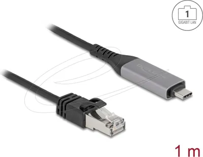 Produktbild von Delock USB LAN Kabel USB Type-C zu RJ45 Gigabit Ethernet 1 m