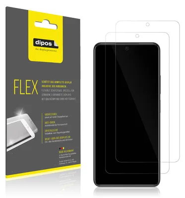Produktbild von 2x Schutzfolie für Xiaomi MI 11 HyperCharge Folie, 100% Displayabdeckung, dipos Flex