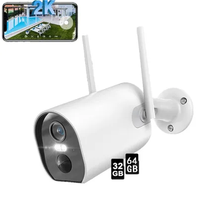 Image de WLAN caméra de surveillance extérieure 2K 3MP sans fil solaire batterie audio caméra 32&64GB