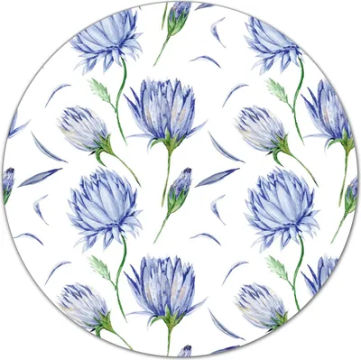 Produktbild von Glas Schneidebrett Herdabdeckplatten Schneideplatten Rund - 40 cm - Blaue Blumen