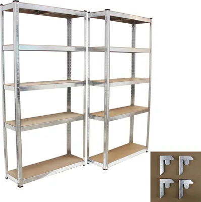 Produktbild von Steckregal 180x90x30 cm 2er Set Schwerlastregal 875kg Lagerregal Kellerregal Metallregal Garagenregal