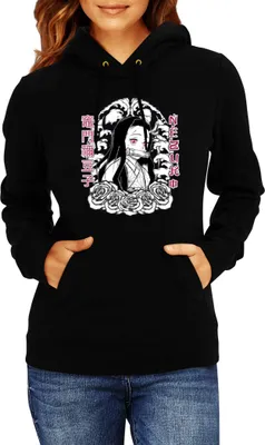 Produktbild von Damen Kapuzenpullover Japan Manga Anime Comics Animation Demon Anime Slayer Nezuko 18, Lady S / Schwarz