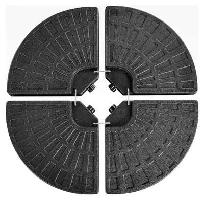 Produktbild von Sonnenschirmständer 4-teilig mit Bodenkreuz für Ampelschirme, faltbar und befüllbar mit Sand oder Wasser, Schwarz