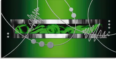 Produktbild von ARTland Glasbild Silber abstrakt auf Grün Größe: 60x30 cm