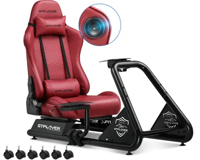 Immagine prodotto di GTPLAYER cockpit simulatore, cockpit da corsa SIM, supporto volante simulatore di corse sedia da gioco supporto volante da corsa con altoparlante Bluetooth e vassoio pedaliera