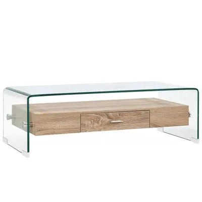 Zdjęcie produktu dla Stolik kawowy, przezroczysty, 98 x 45 x 31 cm, szkło hartowane
