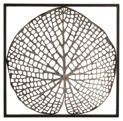 Produktbild von Casablanca Wandrelief, quadratisch, "Leaf", Blattmotiv, Metall, silberfarben, , L. 1,5 cm, B. 42 cm, H. 42 cm 74558