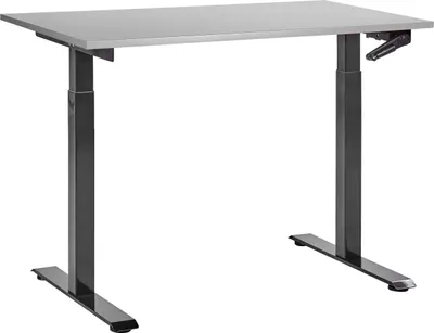 Produktbild von BELIANI Schreibtisch Grau & Schwarz Melamin 120x72cm Manuell Höhenverstellbar Rechteckig mit Kurbel Metallgestell Modern Büro Steh-Sitz-Tisch Stehtisch