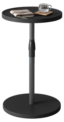 Runder Beistelltisch, höhenverstellbar 48,5–76 cm, Holz, Schwarz