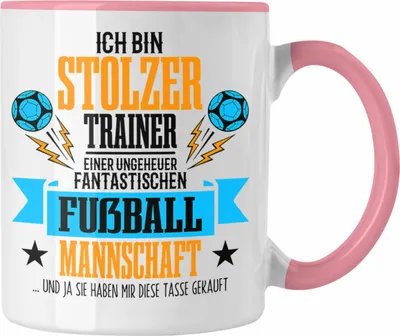 Produktbild von Trendation - Fußballtrainer-Tasse Geschenk von der Mannschaft für Trainer (Rosa)