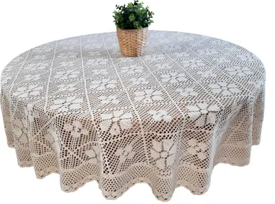 Produktbild von Runde Häkeltischdecke Beige Fi 180 Natur Deckchen für runde Tische