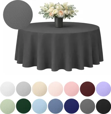Produktbild von MEBLE ODNOWA, Runder Tischdecken-Bezug, Matt Tischdecke, Dunkelgrau, 320 cm, Bankett und Hochzeitstischdecke, Tischschutz, Elegant, Formstabil, Elastisch, Strapazierfähig, Maschinenwaschbar