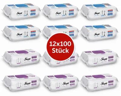 Produktbild von Sleepy Easy Clean Oberflächenreinigungstücher – 6x100 Orchidee + 6x100 Blau | Hartnäckiger Schmutz