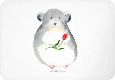 Produktbild von Mr. & Mrs. Panda magnet Chinchilla Blume - Weiß - Geschenk, holzmagnet, Büro, Kühlschrankmagnet, zettelhalter, Glücklichsein, Chaos, Kummer, Chinchillas, whiteboardmagnet