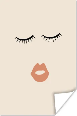 Produktbild von MuchoWow® Poster Pastell - Augen - Lippen 60x90 cm - Wanddekoration