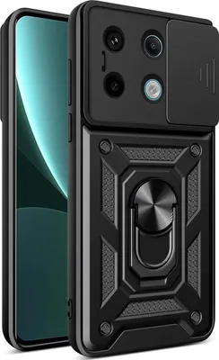 Produktbild von Hülle für Xiaomi Redmi Note 13 Pro 5G Magnetische Ring Ständer Halter Dia Kameraschutz TPU Bumper Silikon Schutzhülle Schwarz