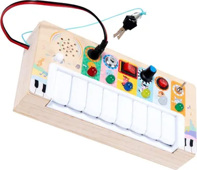 Produktbild von ZELURXX Holz-Kinderkeyboard mit Busy Board – Musik, Licht & Lernspaß für die frühe Entwicklung