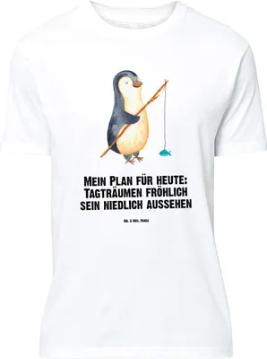 Produktbild von Mr. & Mrs. Panda Größe L T-Shirt Pinguin Angler - Weiß - Geschenk, Angeln, Pinguine, Tshirt, Shirt, Plan, Motiviert, Geschenkidee, mit Spruch, Urlaub