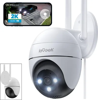 Produktbild von ieGeek 2K Überwachungskamera Aussen WLAN PTZ Dome IP Kamera mit Farbiger Nachsicht