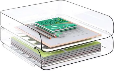 Produktbild von Famanu Büro Organizer Set 2-Pack - Stapelbare Ablage für A4 Dokumente