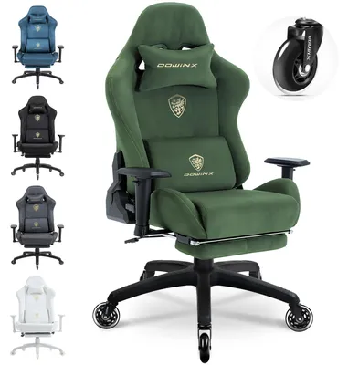 Produktbild von Ergonomischer Gaming-Stuhl mit Fußstütze, 3D-Armlehnen, 200 kg Tragkraft, leisen Rollen – bequemer SchreibtischstuhlGrün
