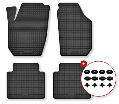 Produktbild von Gummi-Fußmatten für Nissan Navara III D40 2005-2011 – 4-tlg, Schwarz, Semi-Universal, angepasst – Wielganizator Semi-Universal