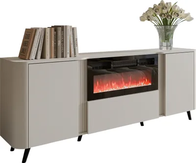Produktbild von MIRJAN24 Kommode Volare 200 EF mit Kamin, Sideboard, Modernschrank, Kommode mit drei Drehtüren, Wohnzimmer Kollektion (Farbe: Cashmere)