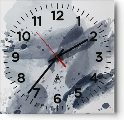 Produktbild von Wanduhr - Quadrat - Glasuhr - Abstraktion Blau Minimalismus - 30x30cm - Schleichendes Uhrwerk - Lautlos - zum Aufhängen bereit - Dekoration Modern - Wanddekoration aus Glas - C4AC30x30-4941