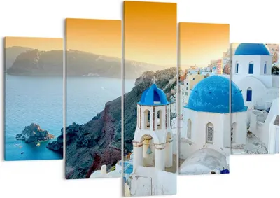 Produktbild von Bild auf Leinwand - Leinwandbild - Santorini Griechenland Urlaub Insel - 150x100cm - Wand Bild - Wanddeko - Leinwanddruck - Bilder - Kunstdruck - Leinwand bilder - Wandkunst - EA150x100-2529