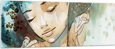Produktbild von Bilder auf glas - Frau modern - 140x50cm - Glasbilder - Wandbilder - Bilder - Kunstdruck - zum Aufhängen bereit - Wanddekoration aus Glas - Glas Bilder - Wandbild auf Glas - Einteilig - GAB140x50-3580