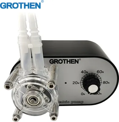 Produktbild von GROTHEN G328A Peristaltische Pumpe, 100–240 V, 114–500 ml/min, einstellbar, hohe Durchflussrate, lebensmittelechtes, vulkanisiertes Platin-Silikonrohr für Heimwerker, Aquarium, Labor, chemische Analyse, Dosierung von Additiven