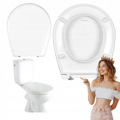 Produktbild von WC Sitz - Toilettensitz - für KOŁO NOVA und CERSANIT ATLANTIC - Weiß - 37x44 Cm - Antibakteriell - Duroplast - Toilettendeckel