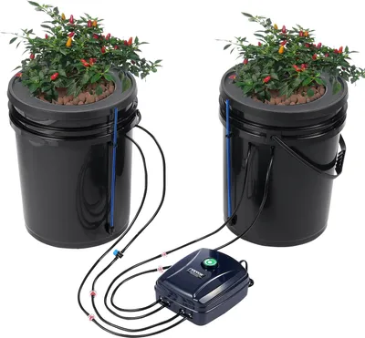 Obrázok produktu pre VEVOR DWC Hydroponický pestovateľský systém, hydroponický pestovateľský systém s Top-Drip-Kitom, Deep Water Culture 2 5-galónové vedrá, so vzduchovým čerpadlom, vzduchovými kameňmi a indikátorom hladiny vody pre listovú zeleninu