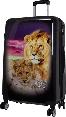 Produktbild von Bowatex Zoo Tiermotiv Tiger mit Löwen Aufdruck Trolley 115Li Großer Koffer 77cm