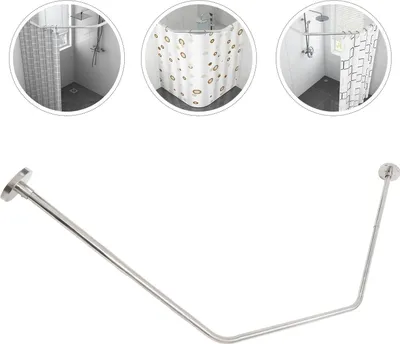 Image de Tringle à rideau de douche - Montage en angle, fixation murale - Longueur réglable - Acier inoxydable - Pour salle de bains et baignoire - Argent