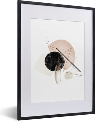 Produktbild von Poster mit Rahmen - Aquarell - Formen - Abstrakt - 30x40 cm - Poster mit zchwarzem Bilderrahmen