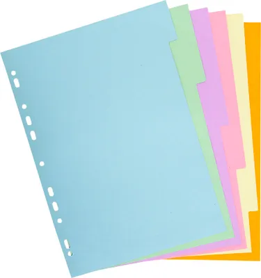 Produktbild von Exacompta 50x Register RC Kart.170g, 6 neutrale Taben, A4,, Pastell, 1606E