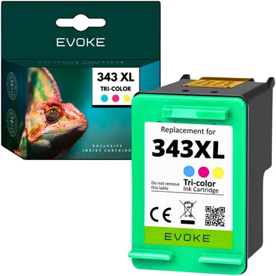 Obrázok produktu pre Evoke – kazety s atramentom, kompatibilné s tlačiarňou HP 343 C8766EE, trojfarebné, 18 ml, kompatibilné s modelmi DeskJet 460, 5740, 5940, 6520, 6540 a t6620