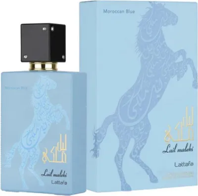 A perfume bottle and its box are displayed side-by-side against a white background.