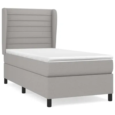 Produktbild von Boxspringbett mit Matratze Hellgrau 90x190 cm Stoff